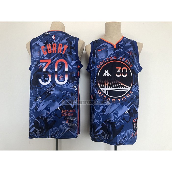 Camiseta Golden State Warriors Stephen Curry NO 30 MVP Azul
